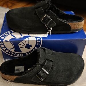 BIRKENSTOCK BOSTON BLACK SHEARLING CLOG SZ EU 44